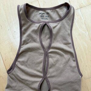 Urban Outfitters Top Cut Out Tan Seamless Bra Top Knockout  Size XS